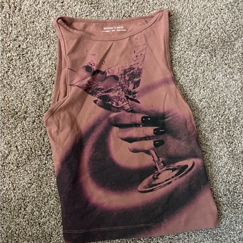 silence + noise Mauve Graphic Tank Top